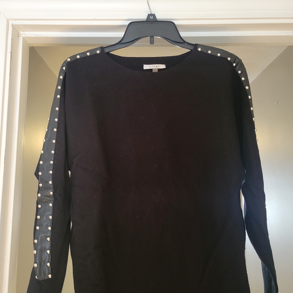 Sioni Black Sweater with Pearl Accents